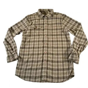 North River flannel Shirt Mens Large Brown Paid Soft Cotton Outdoor Casual Camp